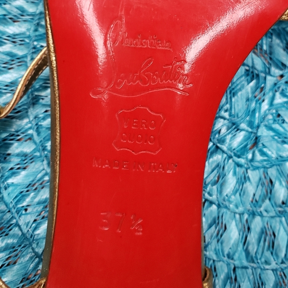 Christian Louboutin Gold Strap Sandal Heels - Picture 6 of 6